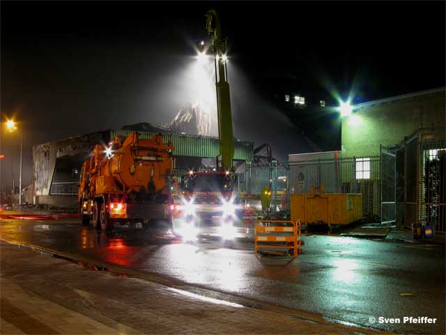 Big fire in a industrial area Amsterdam north